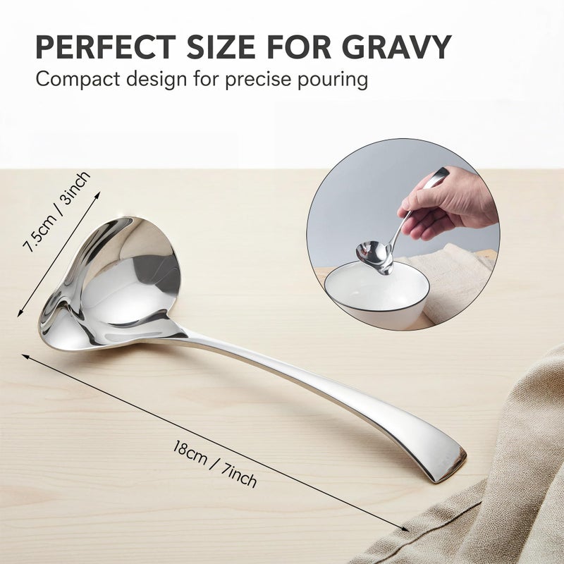 IMEEA Small Sauce Ladle with Pouring Spout 18/10 Stainless Steel Sauce Drizzle Spoon, 7inch - Image 4
